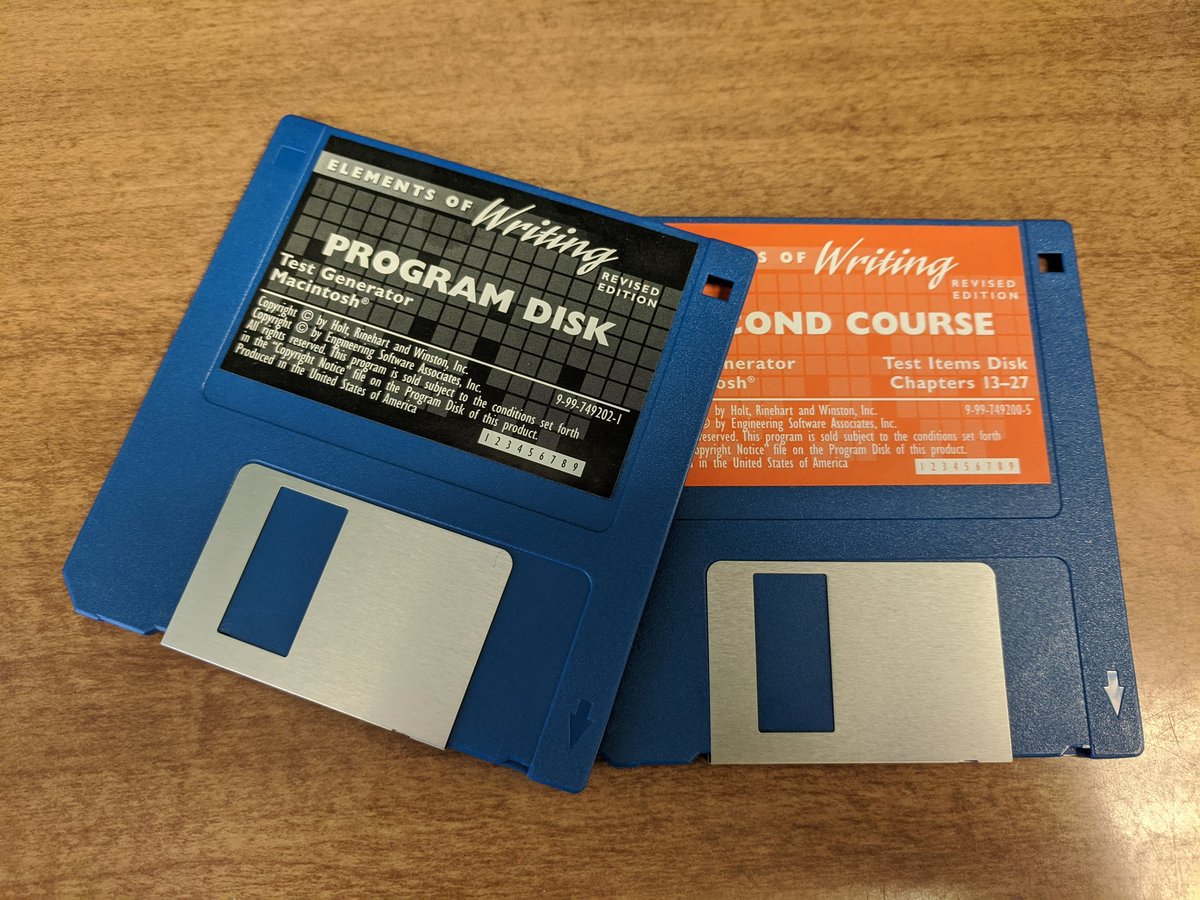MBalduf's tweet photo. Obsoleting old textbooks - because we're being renovated and we got new basal materials this year - and I find this. Apparently, this is the software for creating test with the old writing textbook! ๐ #TextbooksHowOld #SaveIcon https://t.co/E09Y2B7HtU