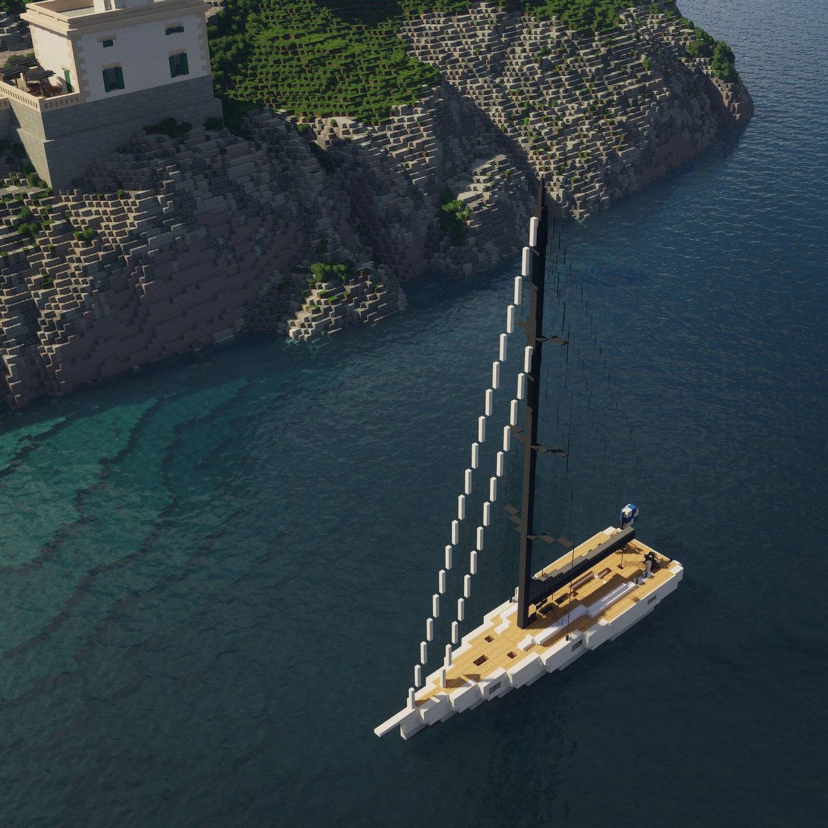 Here is a pretty nice shot of a Nautor Swan 78 recreation that I finished a couple of months ago. I hope you like it! ⛵⛵⛵

Check out my PMC page for full showcase: planetminecraft.com/member/z00/

#Minecraft #Minecraftboats