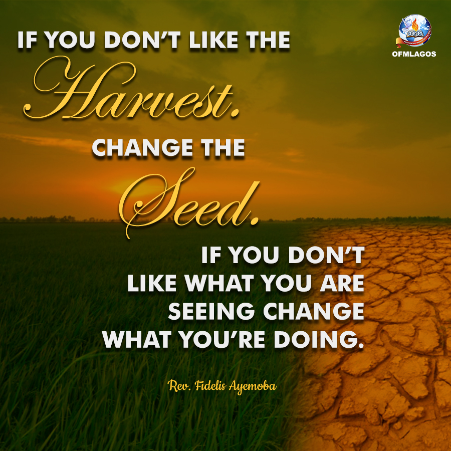 If you don't like the HARVEST, change the SEED. If you don't like what you are seeing change what you're doing. <a href="/RAyemoba/">Dr.FIDELIS AYEMOBA</a> <a href="/enifomhe/">Ayemoba Gladys</a>