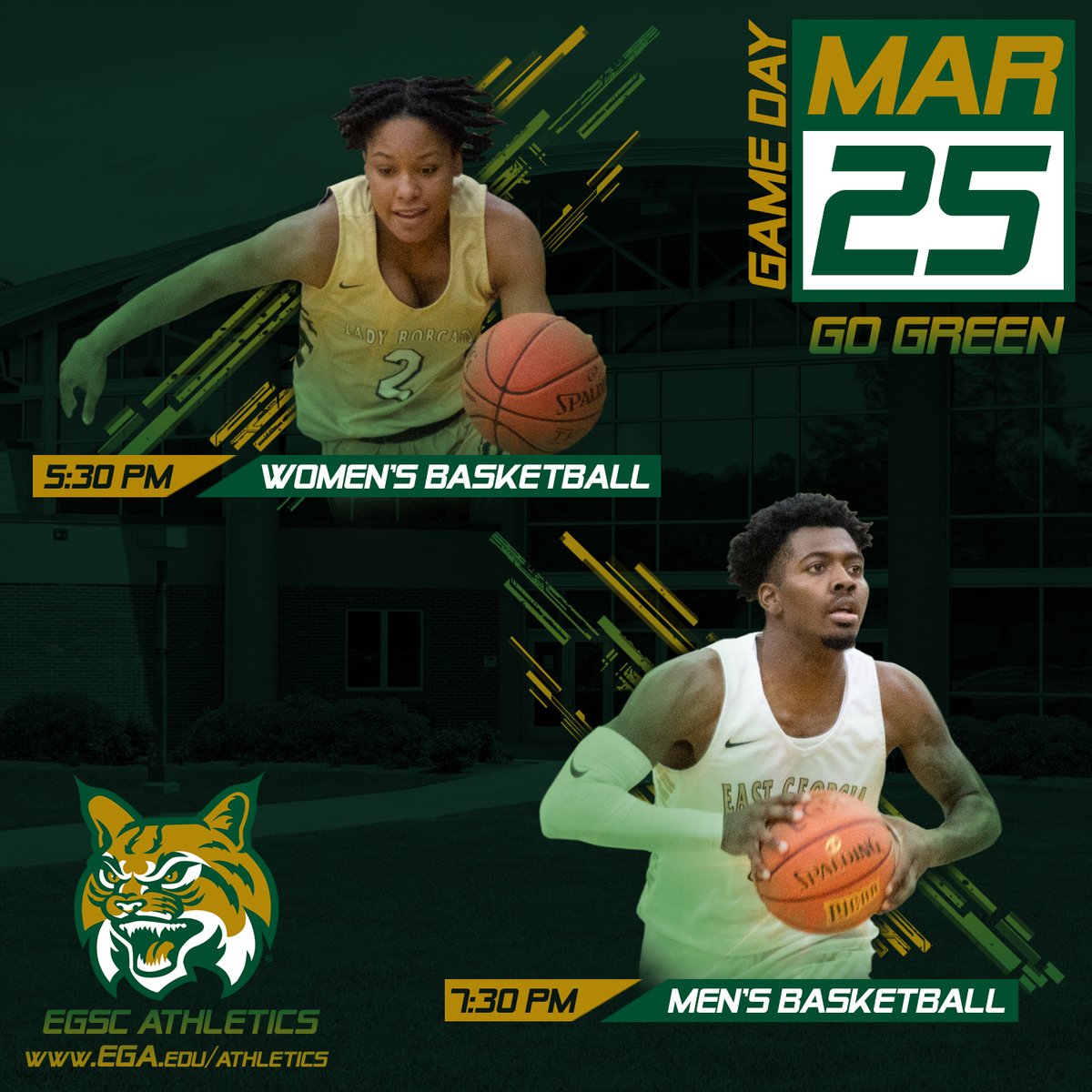 GSGoldenEagles's tweet photo. It's Game Day, Bobcats! The Women's Basketball Team takes on Albany Tech at 5:30 p.m. and the Men's Basketball Team takes to the boards against South Georgia Tech at 7:30 p.m. Please remember that basketball games are still closed to fans. Today's games will not be livestreamed. https://t.co/XKaRagJJYd