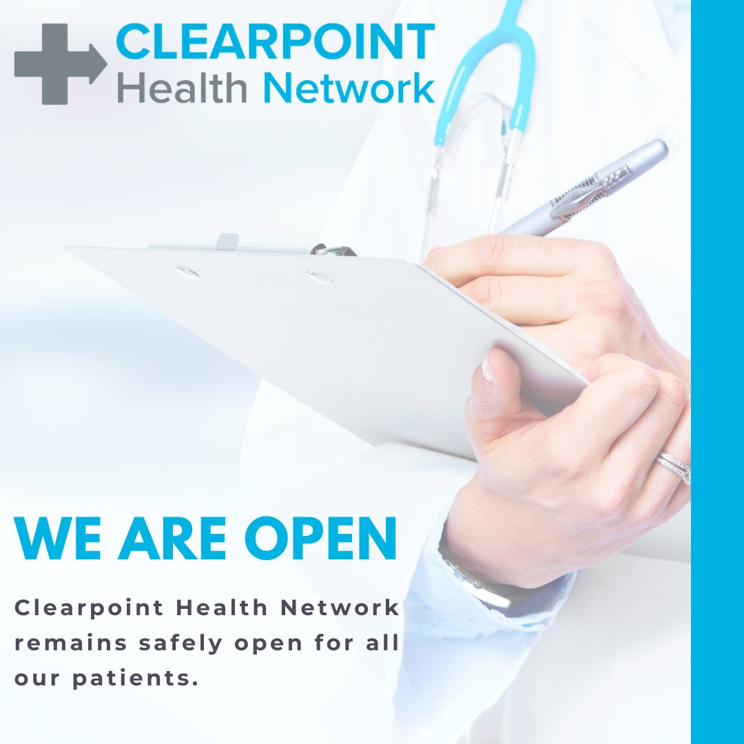clearpointhn's tweet photo. Clearpoint Health Network would like to assure our patients across Canada that we are still OPEN, seeing patients, and operating. We are doing everything we can to ensure we look after our staff and your health safely.

#covid #covid19 #surgery #medical #healthcare #canada https://t.co/X7o6ij8PCI