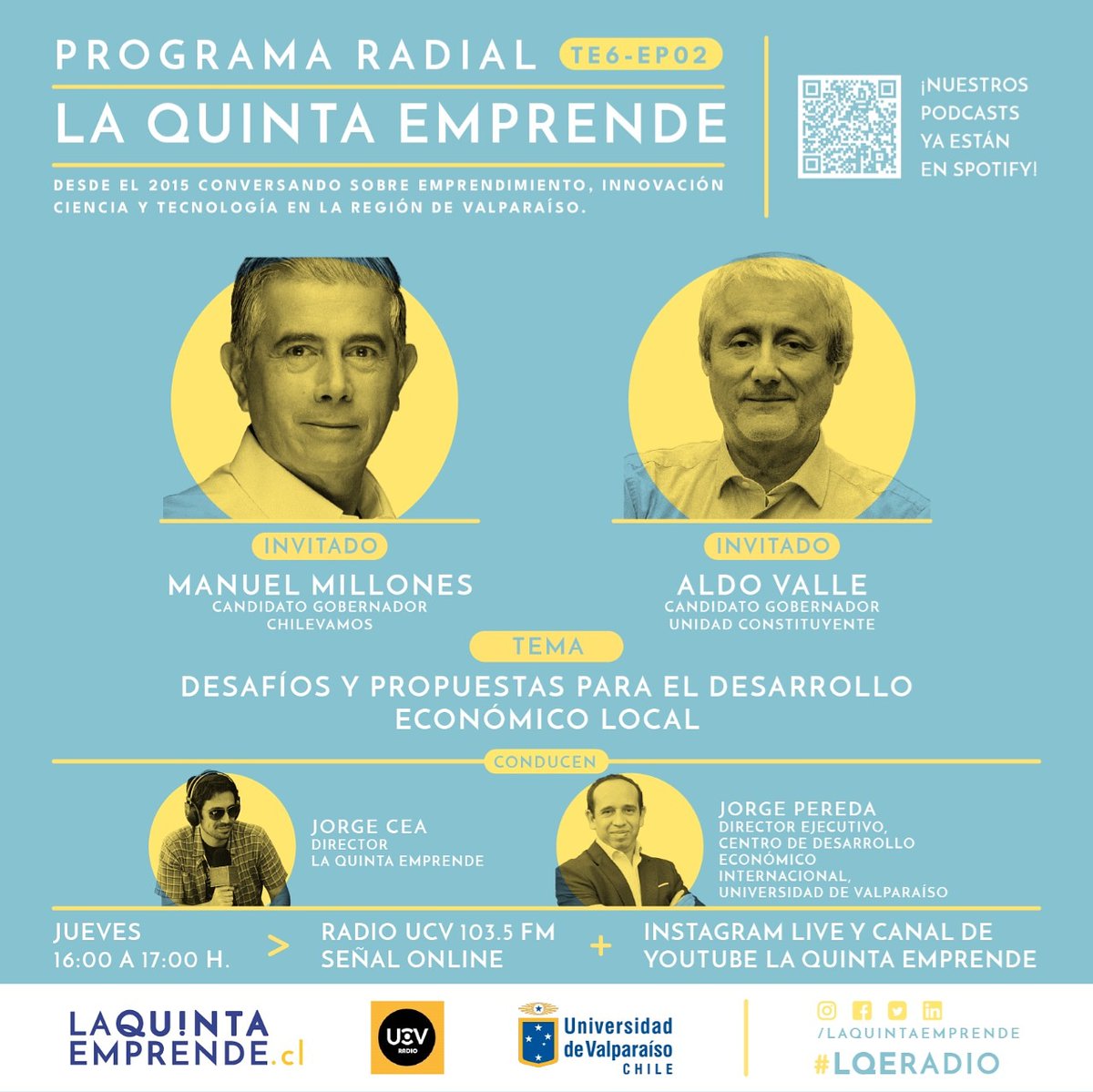 ANI Chile (@anichile_) on Twitter photo Compartimos el link del conversatorio entre candidatos a Gobernadores, Manuel Millones y Aldo Valle. youtu.be/IHkHFEMGmRQ , Conducido por Jorge Cea y Jorge Pereda Director del CEDEI <a href="/uvalpochile/">Universidad de Valparaíso</a>
Puedes oírlo por las rrss de <a href="/QuintaEmprende/">La Quinta Emprende</a> o por <a href="/ucvradio/">UCV Radio 103.5 FM</a> Compartimos el link del conversatorio entre candidatos a Gobernadores, Manuel Millones y Aldo Valle. youtu.be/IHkHFEMGmRQ , Conducido por Jorge Cea y Jorge Pereda Director del CEDEI <a href="/uvalpochile/">Universidad de Valparaíso</a>
Puedes oírlo por las rrss de <a href="/QuintaEmprende/">La Quinta Emprende</a> o por <a href="/ucvradio/">UCV Radio 103.5 FM</a>