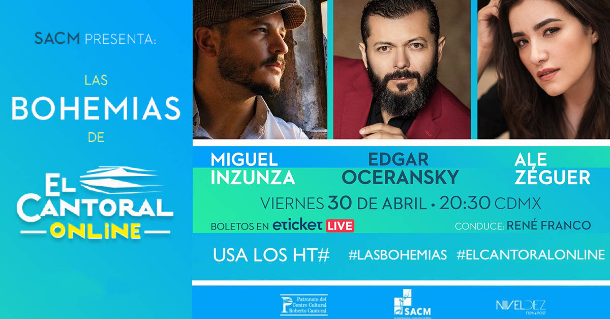 WestWoodEntt's tweet photo. Este 30 de abril no se pierdan a @alezeguer con @EdgarOceransky y @miguelinzunza en #LasBohemias de @elcantoral_ 
https://t.co/sNS95ui6C7 https://t.co/viYOiAgTCx