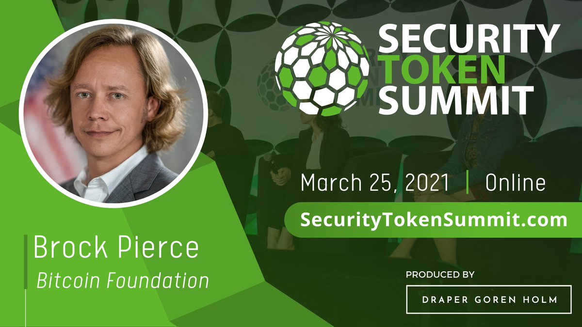 brockpierce's tweet photo. Join me and Dara Albright @tothestoics tonight LIVE @SecTokenSummit hosted by @DraperGorenHolm 
We will be discussing "Lessons learned from creating the first security token" 

Tune in at 5:30 PST/ 8:30 EST 
Register for free at https://t.co/WA4rOto7eY

#securitytoken #blockchain https://t.co/PANEbi0qWE