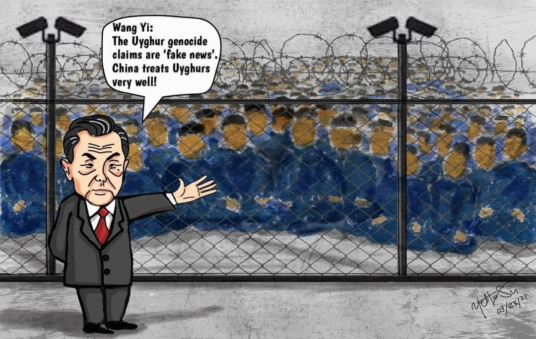 Uigurena's tweet photo. ❌ Der chinesische Außenminister Wang Yi weist den Völkermord- Vorwurf als Fake News zurück! Und behauptet, China behandele die Uiguren sehr gut, sie würden ein glückliches Leben führen!
#ostturkestan #uiguren #chinaliespeopledies #WangYi #Länderbesuch #Türkei #März2021 #Genozid https://t.co/x5zauesOaC