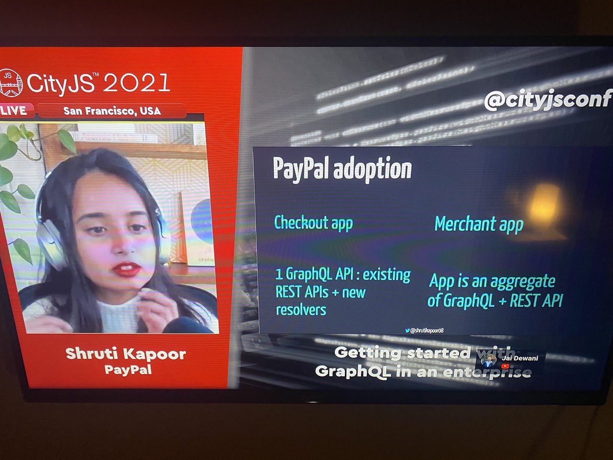 arismarko's tweet image. Showingcasing #GraphQL in an enterprise like #paypal by @shrutikapoor08 #CITYJS2021