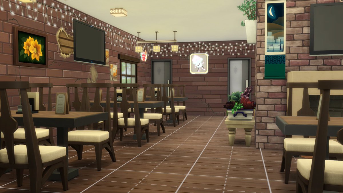 TheBrownSimGirl's tweet photo. Some more pictures from my cafe build that I made on stream. You can find this in the gallery under TheBrownSimGirl. 
#ShowUsYourBuilds @TheSims @TheSimCommunity @simscom_asia https://t.co/IZDBRtWUax