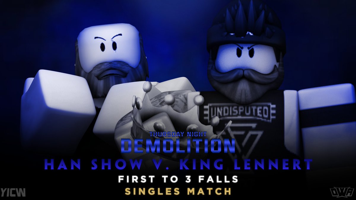 YICWNetwork's tweet photo. SINGLES MATCH

@RWTheHanShow v. @77Zenxs 

The NEW ARRIVAL #TheHanShow takes on the KING of the RING #LennertFish in a singles match. Lennert looks to show his strength but will it be enough to take the win tonight?

#YICW https://t.co/dENNElvYV0