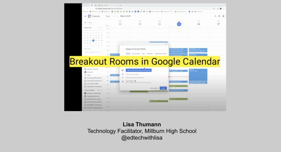 We finally got #BreakoutRooms in #GoogleCalendar for #GoogleMeet

Check out my video tutorial at 
youtu.be/zHm5zq3BdZU

#GoogleEI #GoogleET #GoogleEC #GooglePD