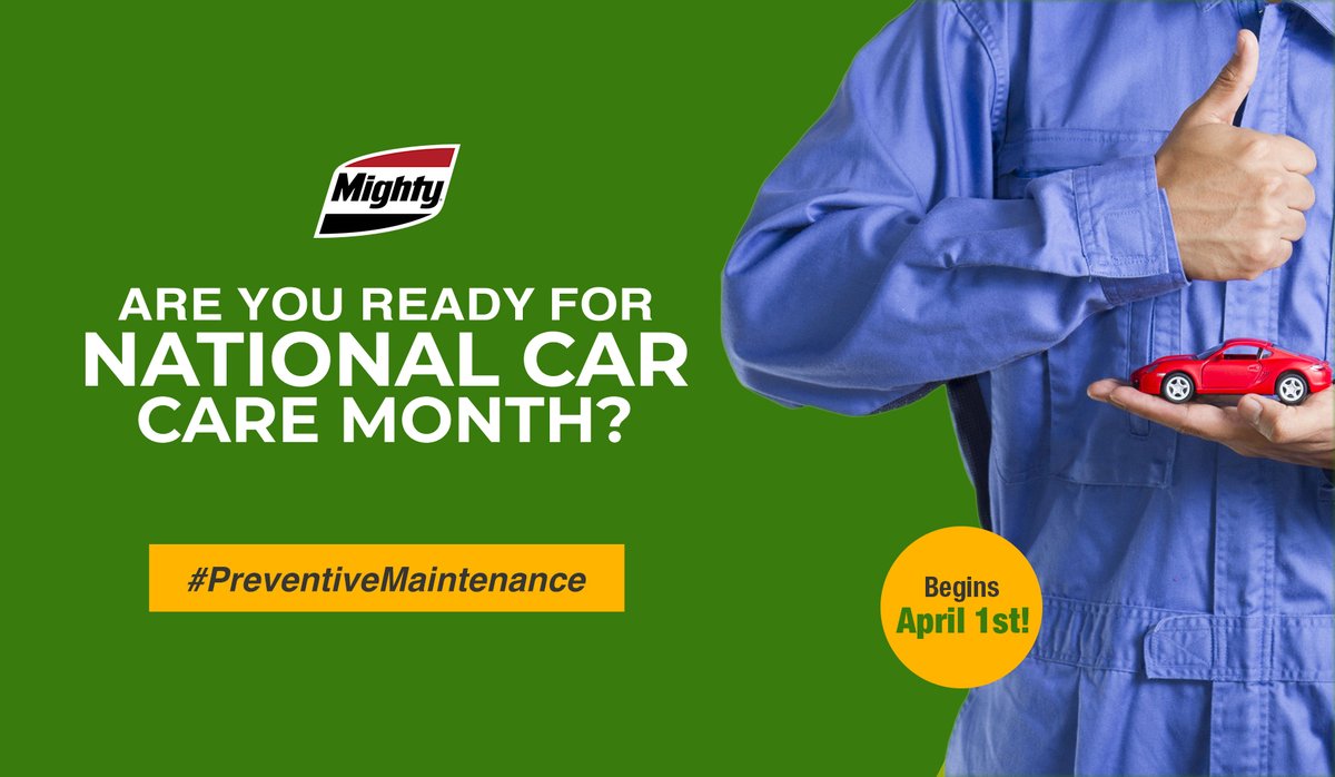 theMightyPros's tweet photo. Shop owners, #NationalCarCare month begins April 1st! It's a great opportunity to enforce the importance of preventive #maintenance with your customers. Use Mighty blog posts and videos to remind them that basic maintenance can go a long way. https://t.co/4S2Z8KQUm1
