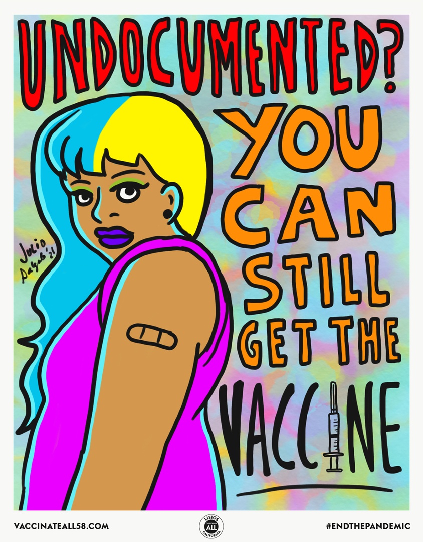 ListosCA's tweet photo. Q: My tía is concerned about getting the COVID-19 vaccine because of her immigration status. Should she be worried?

A: Let your family know: the vaccine is FREE &amp; available for everyone, regardless of immigration or citizenship status. https://t.co/m4pYqqmPKQ

🎨x @julio1983 https://t.co/NPfcBlg2UT