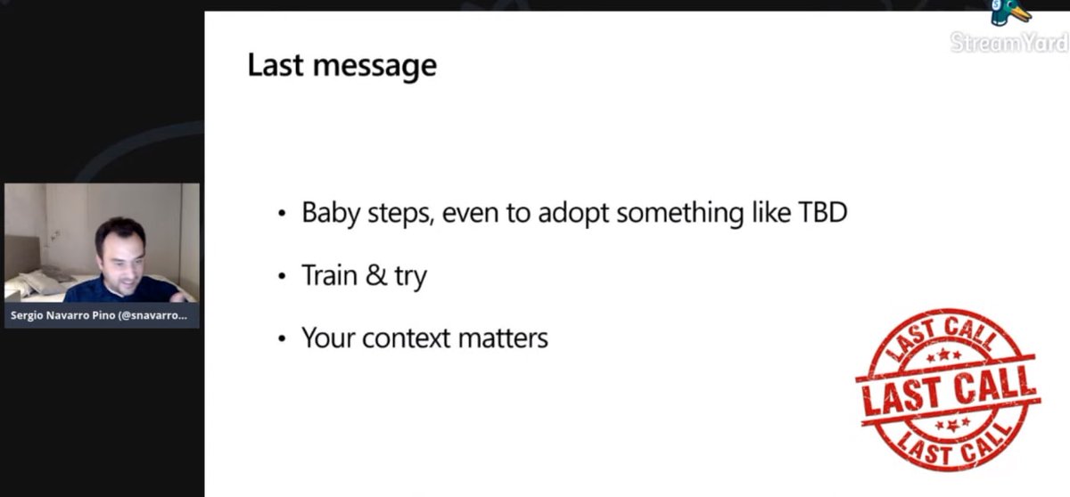 MadridDevops's tweet image. Conclusiones y recursos by @snavarropino sobre una buena integración continua teniendo en cuenta el contexto real de los proyectos. #madrid_devops