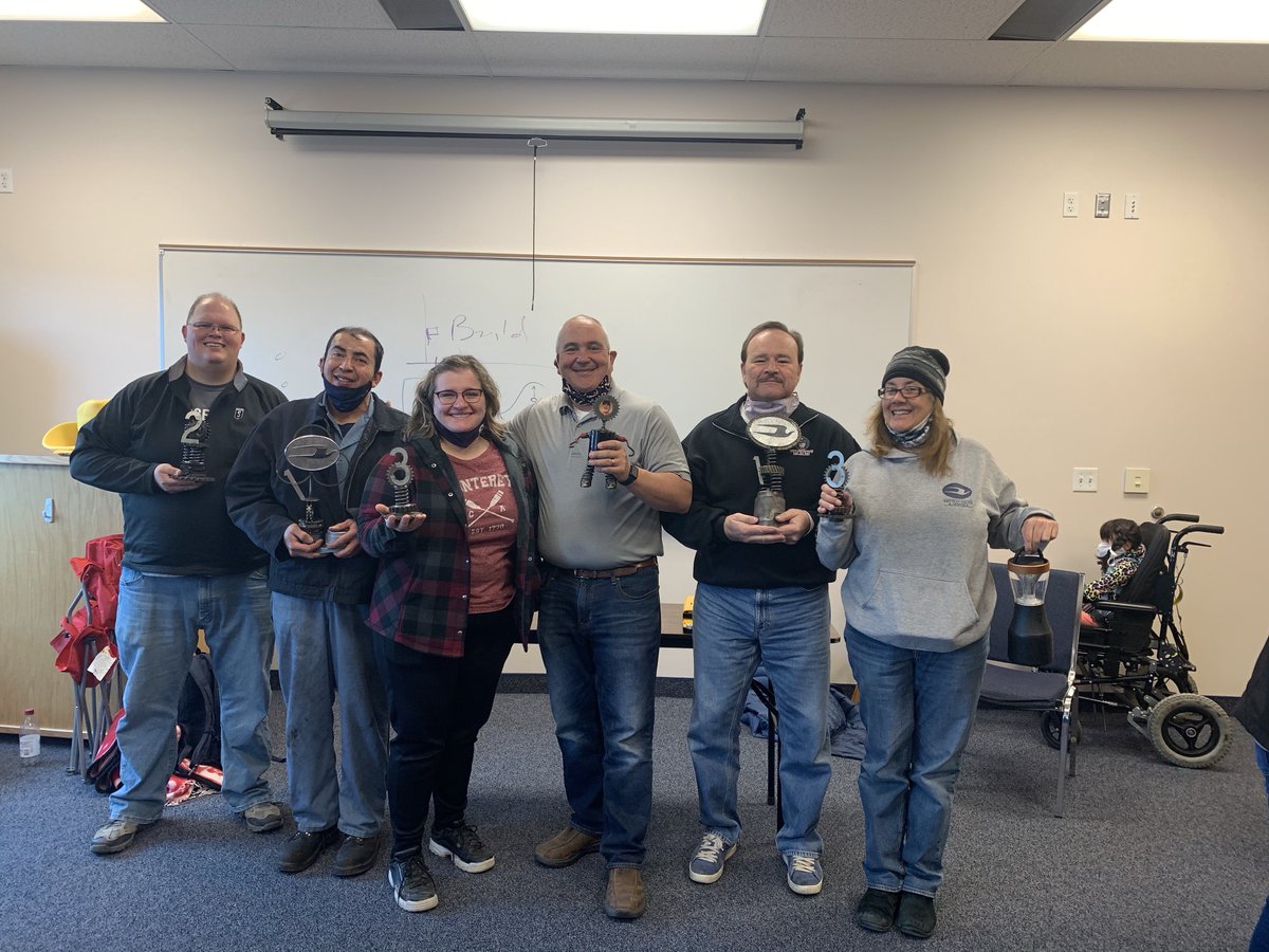 GSD_Buses's tweet photo. Granite Transportation's second day of training included a Bus Rodeo, one skill consisted of backing up onto a $20 bill. Masks were removed momentarily for a photo of our winners in the "Novice", "Advanced", and "Directors" Division. @GraniteSchools https://t.co/PdDPDVow50
