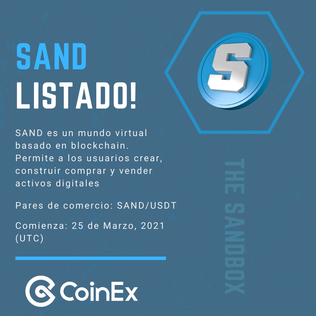 Listamos SAND 🎮

The sandbox promote revolucionar la industria de videojuegos con su ecosistema y su red blockchain 💪

mas informacion
announcement.coinex.com/hc/en-us/artic…

#CoinExlistening #Bitcoin #Ethereum #Crypto <a href="/TheSandboxGame/">The Sandbox</a>