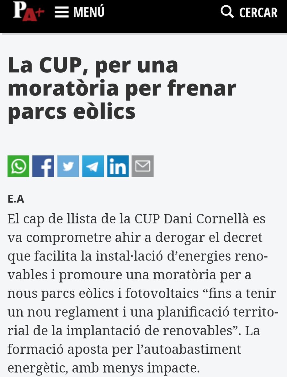 BarretsCal's tweet photo. Ahir @postudelleida vàrem parlar de la problemàtica dels #macroprojectes #eolics a #ponent i avui la @cupnacional ens regala això. No els ho podrem agrair prou que hagin portat la veu del poble i els #problemesreals a l'esfera política per fer el bé. https://t.co/s82ZCB3GOF