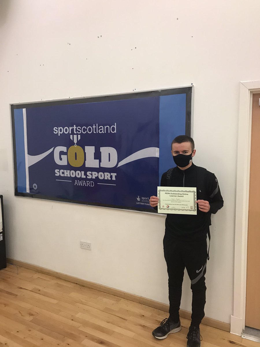CoatbridgePE's tweet photo. Some S5/S6 @Mr_MurphyPE &amp; Mrs Andrews SL classes presented with their Remote Learning certificates today....out new ‘Match of The Day’ style backdrop! 👀 More certificates to be issued in coming days! @CoatbridgeHigh @DYW_CHS @CHS_Captains #LeadingByExample #SportLeader #Achieve https://t.co/CZF2H6UylB