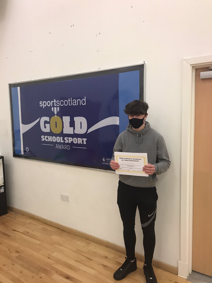 CoatbridgePE's tweet photo. Some S5/S6 @Mr_MurphyPE &amp; Mrs Andrews SL classes presented with their Remote Learning certificates today....out new ‘Match of The Day’ style backdrop! 👀 More certificates to be issued in coming days! @CoatbridgeHigh @DYW_CHS @CHS_Captains #LeadingByExample #SportLeader #Achieve https://t.co/CZF2H6UylB