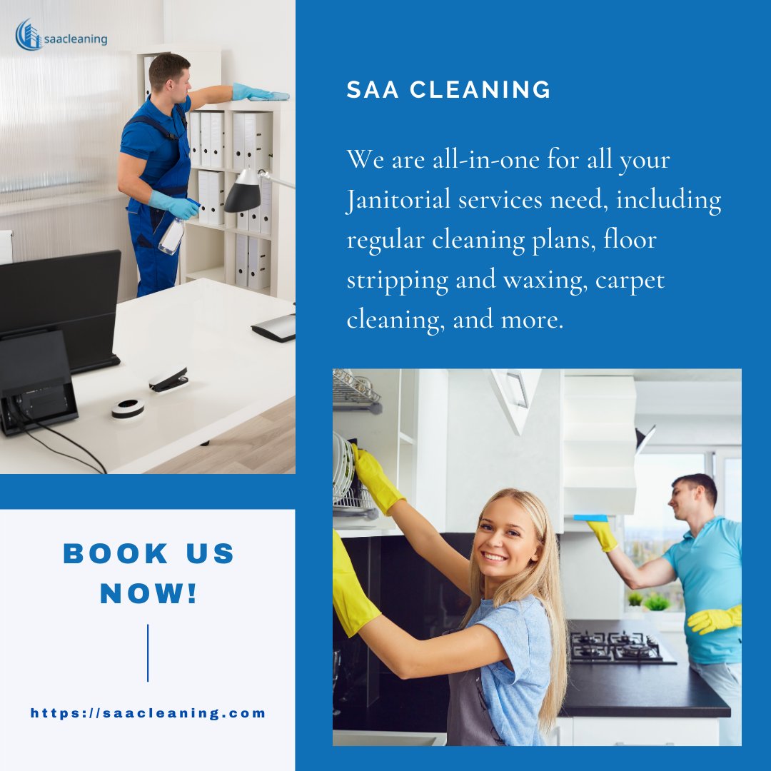 saa_cleaning's tweet photo. We are all-in-one for all your Janitorial services need including regular cleaning plans, floor stripping and waxing, carpet cleaning and more.

☎️ 437-779-9153

#cleaningservice #cleaning #clean #cleaningcompany #housecleaning #commercialcleaning #homecleaning #officecleaning https://t.co/r14Zv9M2C9