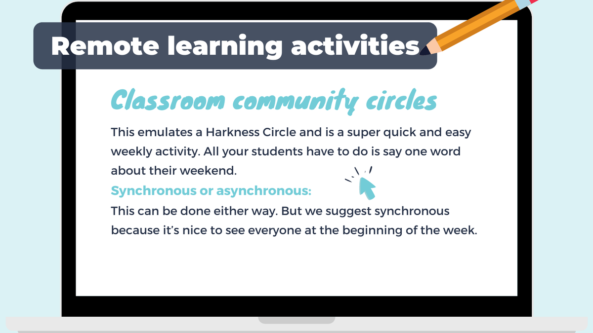 parlayideas's tweet photo. This activity is great for making sure #SEL is incorporated into weekly communication. ๐ฅ๐ซ
For more activities & tips read our blog > https://t.co/p3WV57GUL9
.
#remotelearning #remotelearningactivities #quaranteach #onlinelearning #teacherscan #teachersmatter https://t.co/sIzW5Wet29