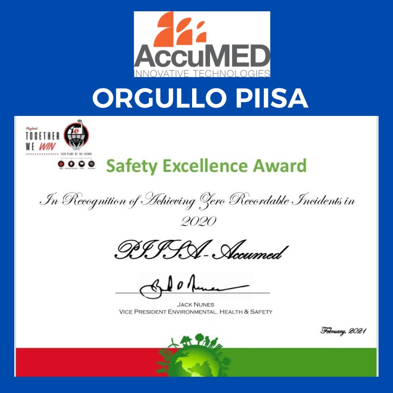 piisard's tweet photo. ▫️ Hoy compartimos la alegría de nuestro cliente #AccuMED al ser reconocidos por haber logrado "CERO incidentes registrables en 2020".
▫️ Este es un gran logro para AccuMED el cual ha mantenido el compromiso de establecer una cultura y practicas con un gran nivel de excelencia. https://t.co/tWPsnydCHR