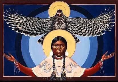 PaulaGwynnGrant's tweet photo. From @TekakwithaConf Happy Solemnity of the Annunciation of the Lord!
Image: Lakota Annunciation
by Fr. John Giuliani, (1932-2021)
#Mary #Annunciation #Solemnity #FeastDay #Catholic #Icon #Lakota #NativeCulture #NativeFaith #Art https://t.co/enZMMuXCDE