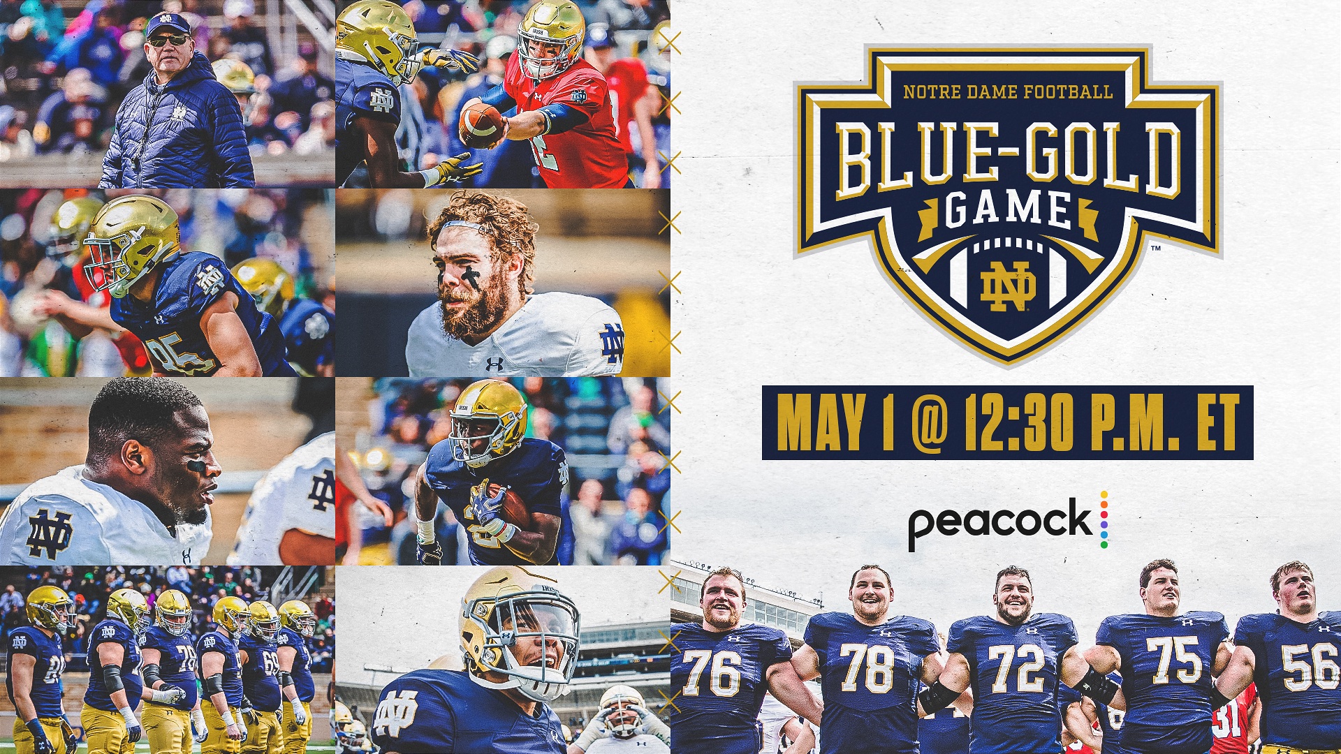 Notre Dame Football on Twitter: "𝐁𝐥𝐮𝐞-𝐆𝐨𝐥𝐝 𝐆𝐚𝐦𝐞☘️ 📆Saturday  May 1st, 2020 ⏰ 12:30 p.m. ET 📺Peacock 🗞️ https://t.co/6lGDJ7UPMb  #GoIrish https://t.co/3M0vPwxxHf" / Twitter