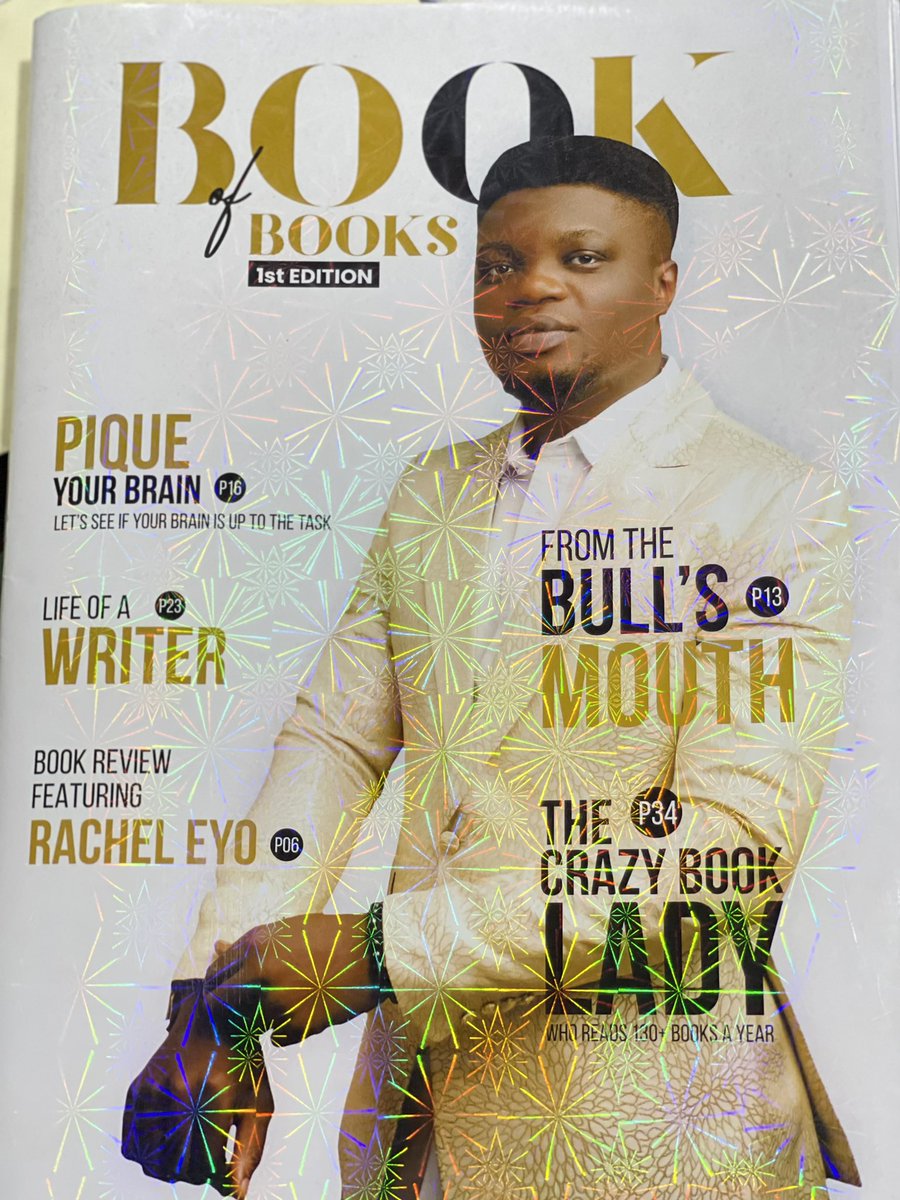 UncleAsiri's tweet photo. I graced the cover of the maiden edition of @BookOfBooksMag Grab a copy to soak in the insights loaded in the mag. Special thanks to the team led by @Oludamola_  You guys painstakingly reviewed all my books in the mag. I appreciate 💯💯💯 https://t.co/mSnZDtLVHR