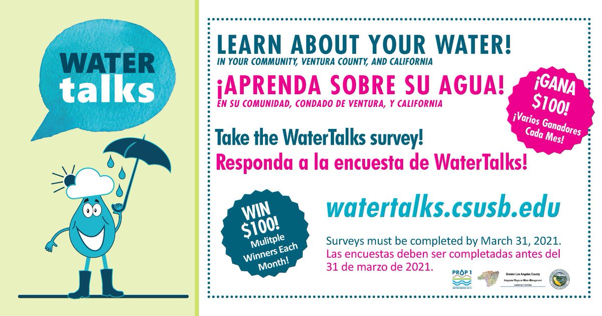 California is spending billions to ensure everyone has access to clean and healthy water – Now its your chance to get involved!

WaterTalks is working to ensure that community needs and priorities inform Prop 1 and future funding opportunities. 

Check out watertalks.csusb.edu