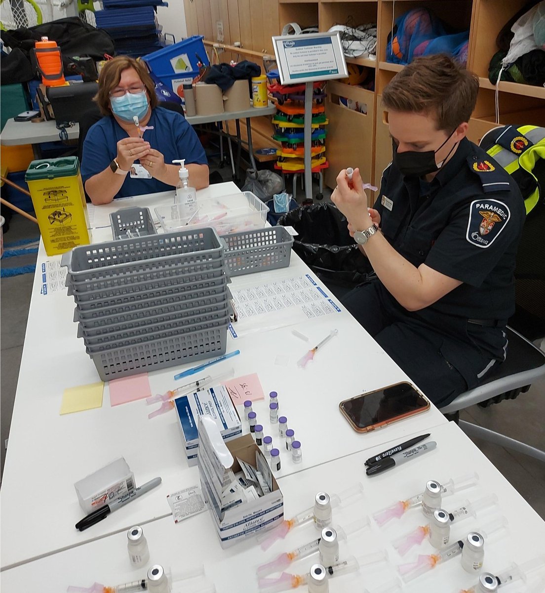 JimWatsonOttawa's tweet photo. Paramedics have been an invaluable part of our vaccine campaign. Since January, they alone administered almost 20,000 vaccines at LTCHs and Retirement Homes. 

The last 3 days they played a key role in easing the pressures as a result of the double booking problems. 

Thank you! https://t.co/hcfTAum48y