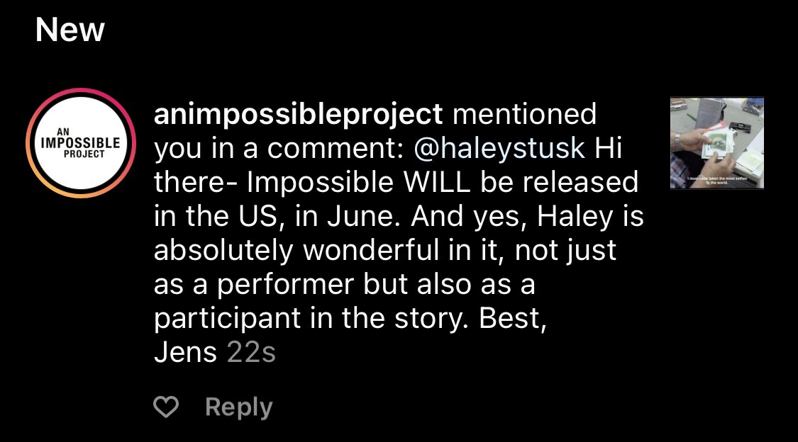 HaleysTusk's tweet photo. All I had to do is ask! #animpossibleproject is coming to the US in June and apparently @HaleyReinhart does more than sing in the documentary 😍 https://t.co/ZqapV21dl1