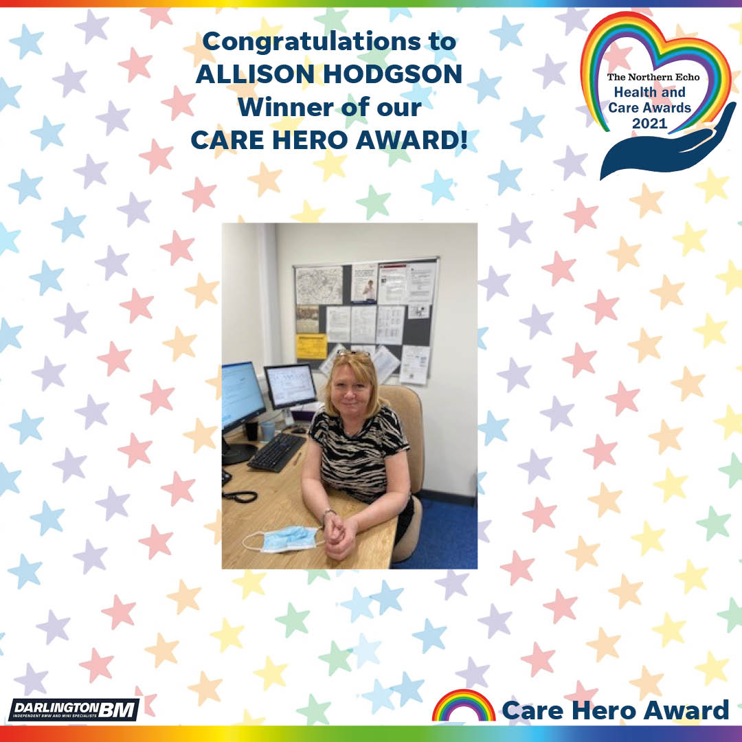 TheNorthernEcho's tweet image. As Kate mentioned, all of our care workers are absolute heroes! But a HUGE well done to Allison Hodgson! Winner of our Care Hero Award.🌈🎉