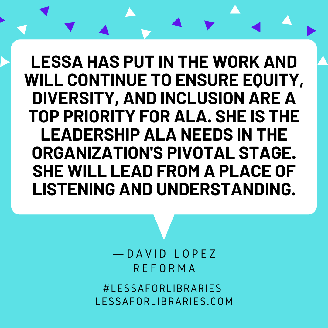 Lessa4Libraries's tweet photo. David Lopez, thank you so much for your support and endorsement! #LessaForLibraries https://t.co/L5nN5u8kOI