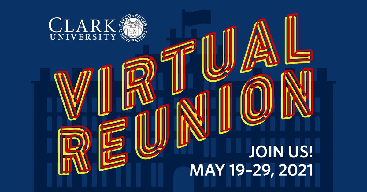 ClarkAlumni's tweet image. #clarkreunion2021 registration is open at clarku.edu/reunion! Events include a discussion led by President David Fithan ’87 on the impact of a Clark education, the 2021&amp;amp;2020 winners of the Distinguished Service Award &amp;amp; Young Alumni Award and a virtual tour of @WorcesterArt