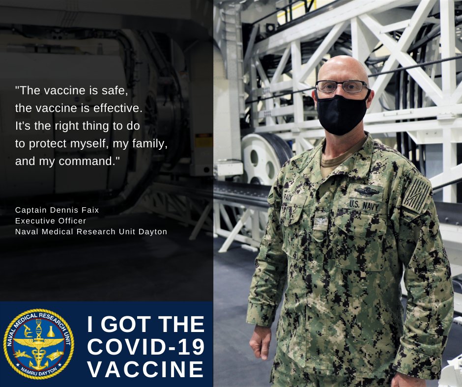 💬Captain Dennis Faix, Executive Officer, NAMRU-Dayton shares why he got the COVID-19 vaccine.

#SinkCOVID #NavyMedicine #NAMRUDayton

<a href="/NavyMedicine/">Navy Medicine</a> <a href="/NavMedForPac/">Naval Medical Forces Pacific</a> <a href="/NavalMedicalRC/">Naval Medical Research Center</a> <a href="/WrightPattAFB/">88th Air Base Wing</a>