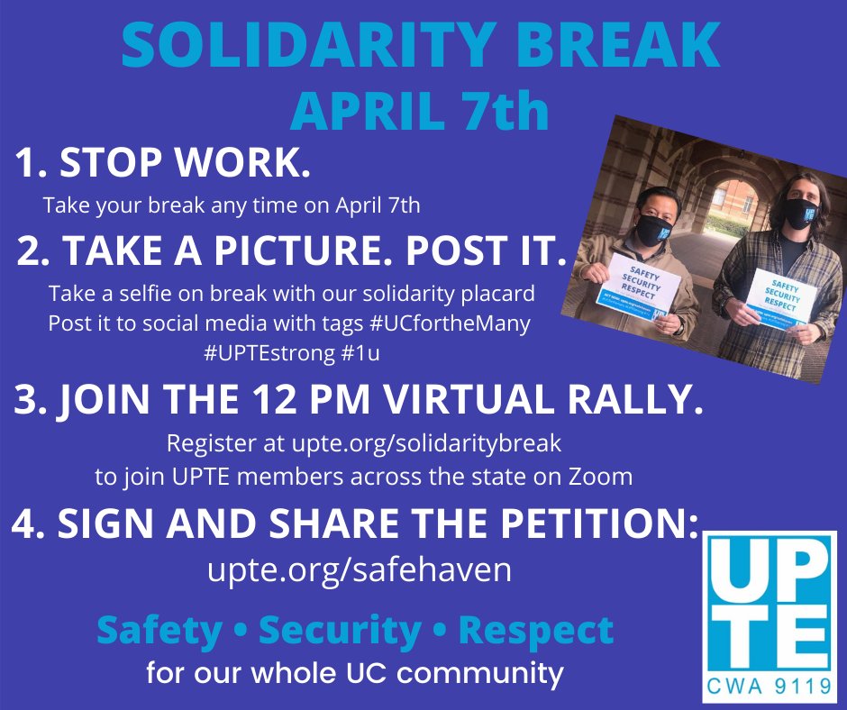 UPTECWA's tweet photo. Round two on April 7th! We know that UC executives are feeling the pressure - let's keep it up. Get the scoop and register for the next virtual rally at https://t.co/NLbqETR6Zr right now!

#UCfortheMany #UPTEstrong #1u https://t.co/yyyRkZjzGe