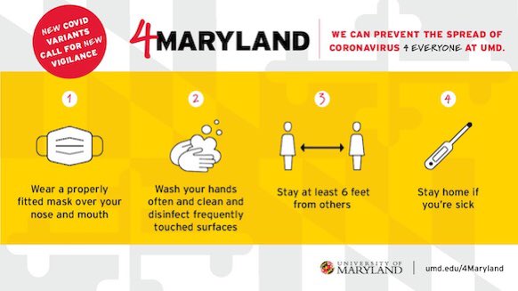 UofMaryland's tweet image. Reminder: Students in residence halls or who traveled over Spring Break must submit a negative #COVID19 test before coming to campus. All students must refrain from non-essential in-person activities for two weeks after returning. Stay vigilant #4Maryland: go.umd.edu/SVy