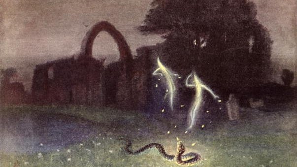oliviasstories's tweet photo. Before the Cambridgeshire Fens were drained, it was said the eerie glow of the Lantern Men sought out lonely wayfarers, and led them to certain death in the deep bogs. If you saw them, best to lie face down until they danced away...

🎨Hendrich #FolkloreThursday @FolkloreThurs https://t.co/AZ1y4afnd8