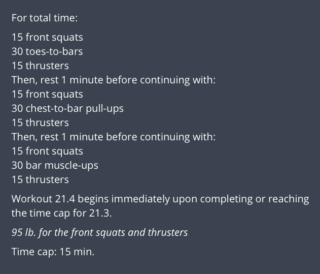 coryjmccartney's tweet photo. The day I program bar muscle ups OTM is the day @CrossFitGames puts 30 of them into #21Point3. 

Fantastic. https://t.co/QzV83N02CV