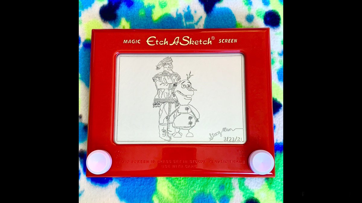 ycatSAllen's tweet photo. More #etchasketch fun! This is my friend @ChrisMKauffmann and his pal #Olaf from #Frozen at @Disneyland! I’m making great improvements so that makes me happy! @joshgad @Disney @DisneyAnimation @DisneyStudios #flath #elsa #anna #disneyland #etchasketchart #puppet #musicaltheatre https://t.co/3mbmbYZLXh