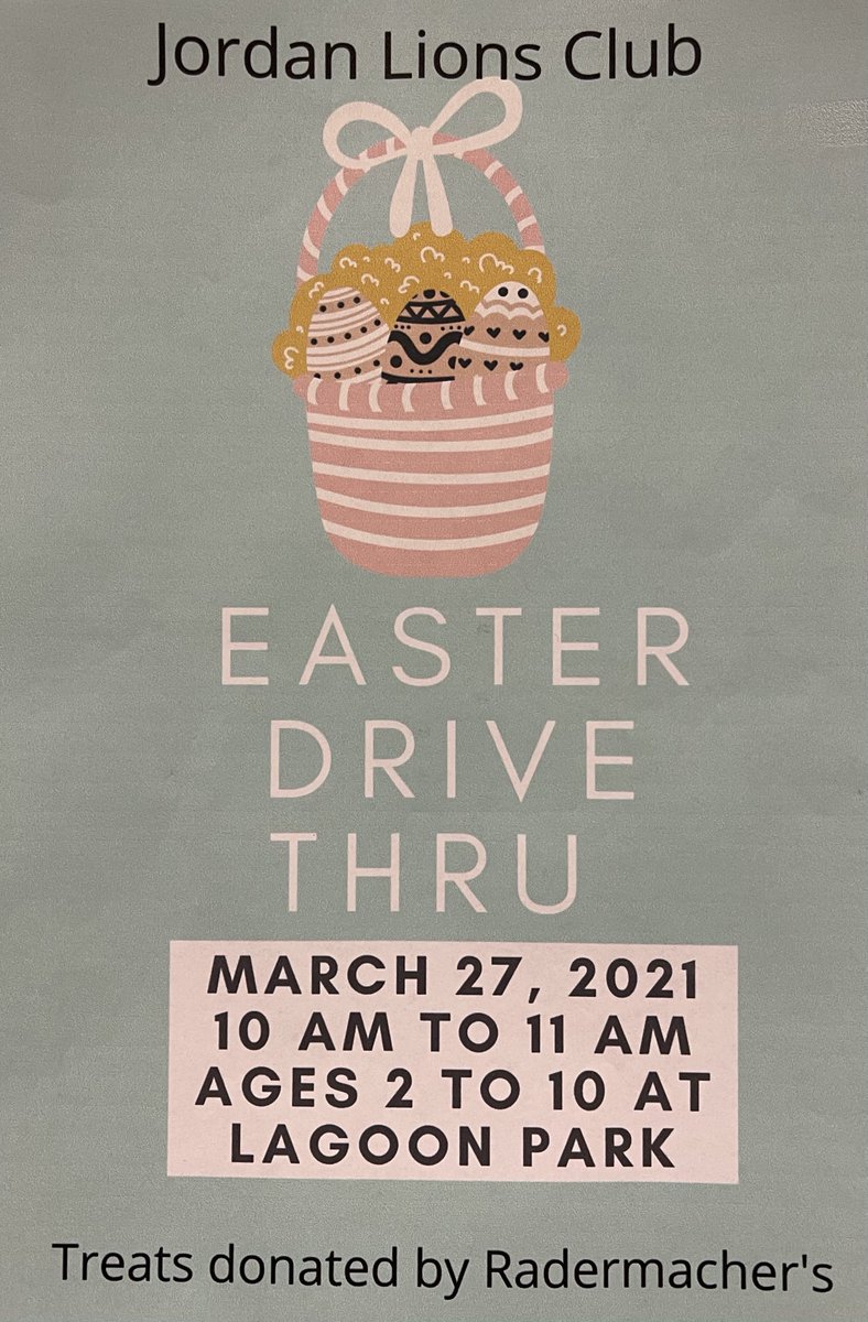 Hope you can join the Jordan Lions for an Easter Drive Thru Event this weekend!