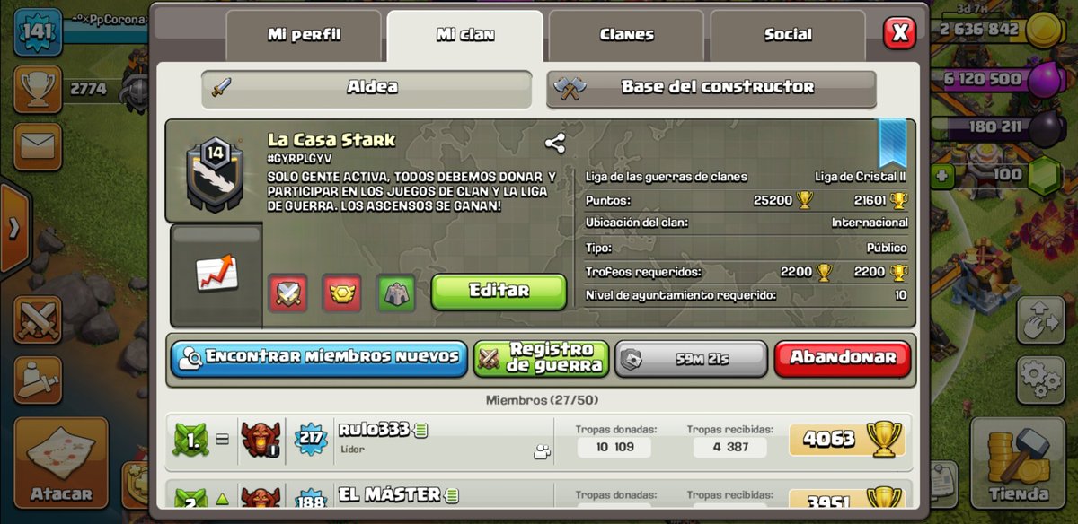GeekRoom237's tweet photo. @ClashofClansESC Alguien que se una a nuestro clan para hacer los juegos del clan y quedarse a la liga, clan activo con donaciones y guerras constantes
#GYRPLGYV https://t.co/UrSVj5zbOE