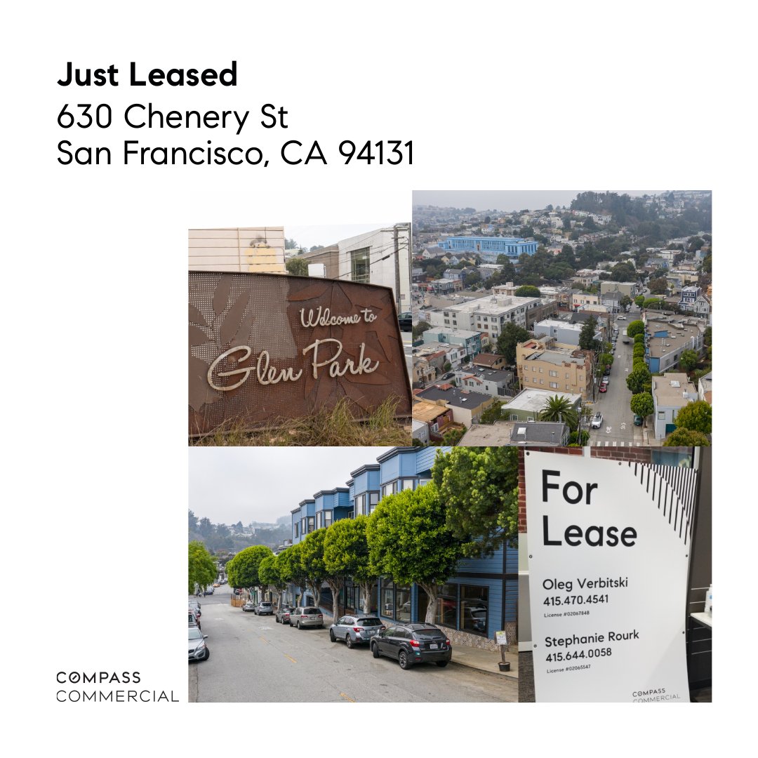 OlegCRE's tweet photo. Happy to announce our latest closing of space for lease in the #GlenParkVillage.
Reach out to us if you need help with your space or just looking for some stats.
#compass #compasscommercial #compass_cre #compasscommercialnorcal #olegverbitski #oleg_cre #olegcre https://t.co/kxzeeiurLQ