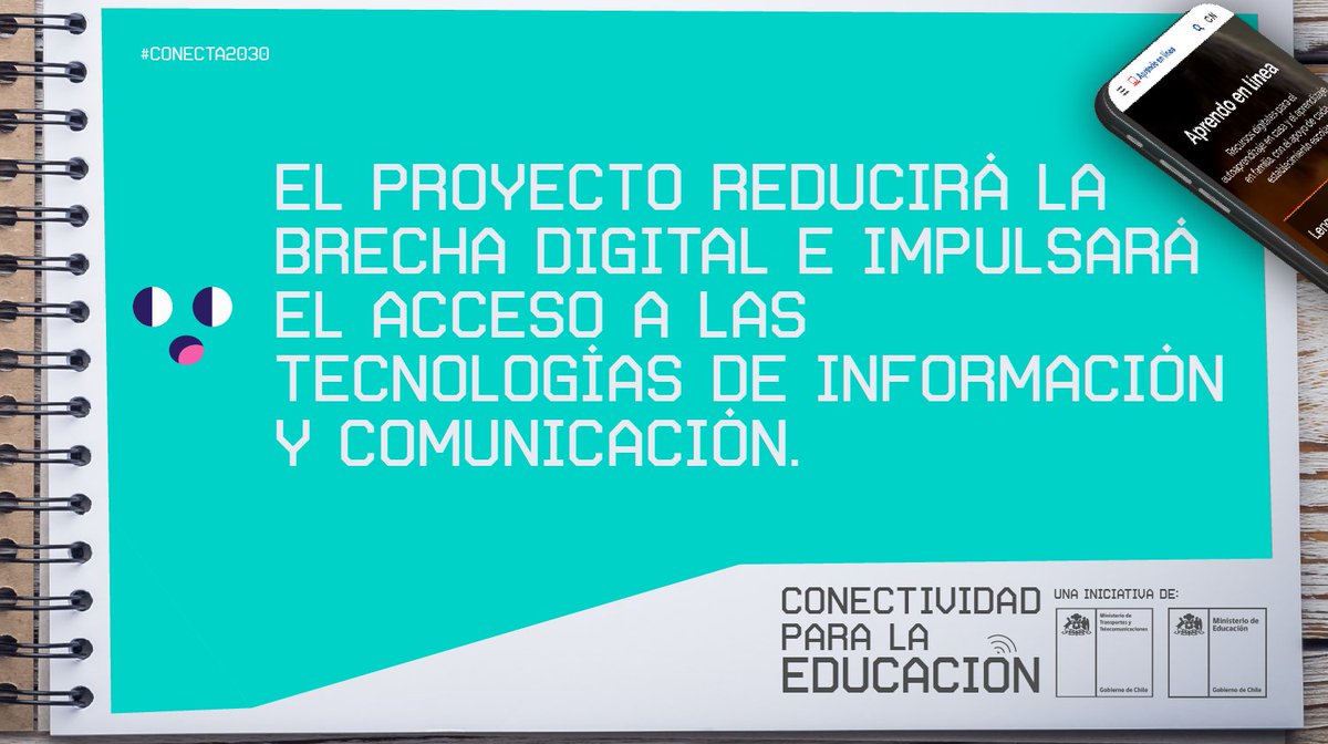 DPR_RM's tweet photo. #Conecta2030 busca contribuir a la disminución de la brecha digital y proveer de conectividad de alta capacidad a establecimientos educacionales a lo largo del país, beneficiando a unos 3.2 millones de estudiantes de educación básica y media.

📲 Más info: https://t.co/yJ5dNNYTte https://t.co/iWGIgpalGq