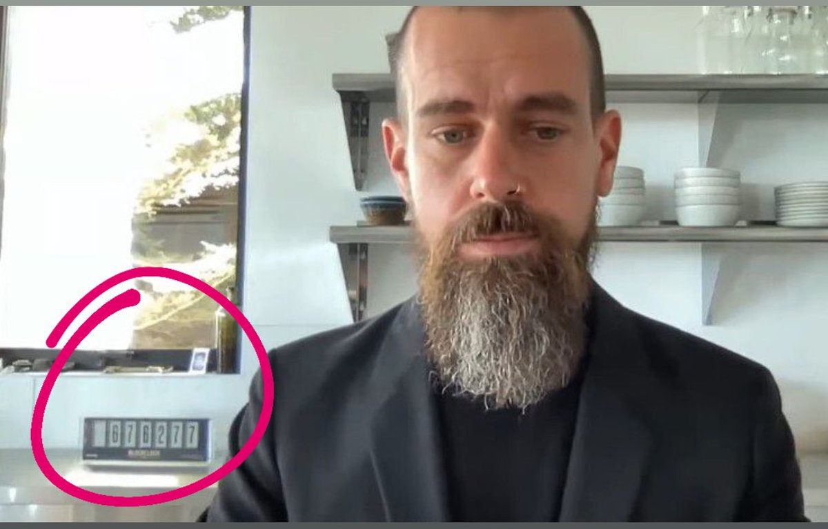 BitcoinArchive's tweet photo. Jack Dorsey flexing his #Bitcoin clock while testifying to the United States Congress is just...👌😎 https://t.co/7S8IPpHor9
