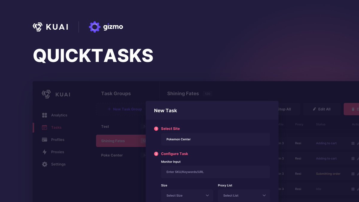 KuaiAIO's tweet photo. Dominate Pokémon Center with us!

Quick Tasks powered by @GizmoSolution_, create tasks effortlessly...

Let’s giveaway 3x Renewal Keys 👇

❤️• Like this tweet
🔁• Retweet 

You have 24 hours, act fast! https://t.co/fqht0gt6JF