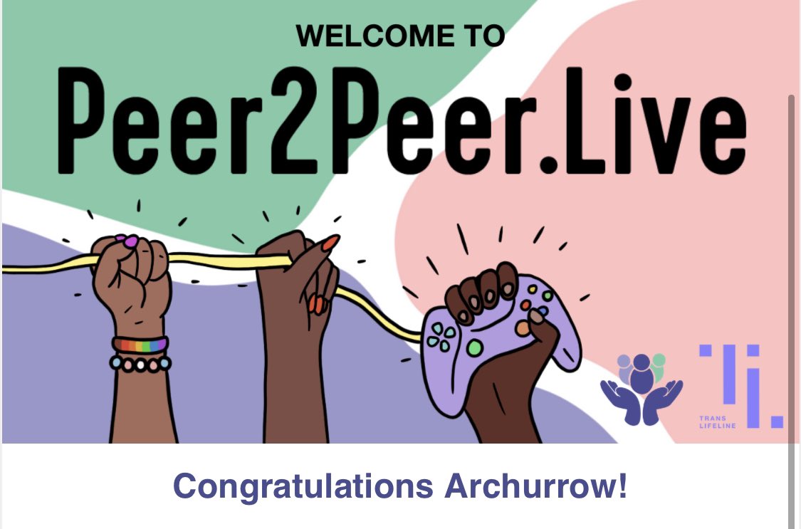Archurrow's tweet photo. So excited to announce Iโve been accepted to join the growing list of marginalized streamers on @Peer2PeerLive. A huge thank you to @BytheOunce for recommending it in their stream so I could apply and unapologetically be me.
#IdentityIsContent https://t.co/mCNVNP11Hu