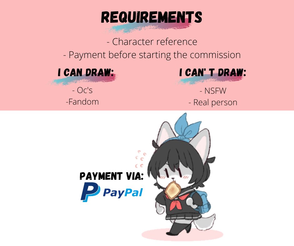 COMMISSIONS OPEN !!
-If anyone is interested, write me by direct message.
-If anyone has any questions, you can ask me in the comments.
THANK YOU!! 😉 