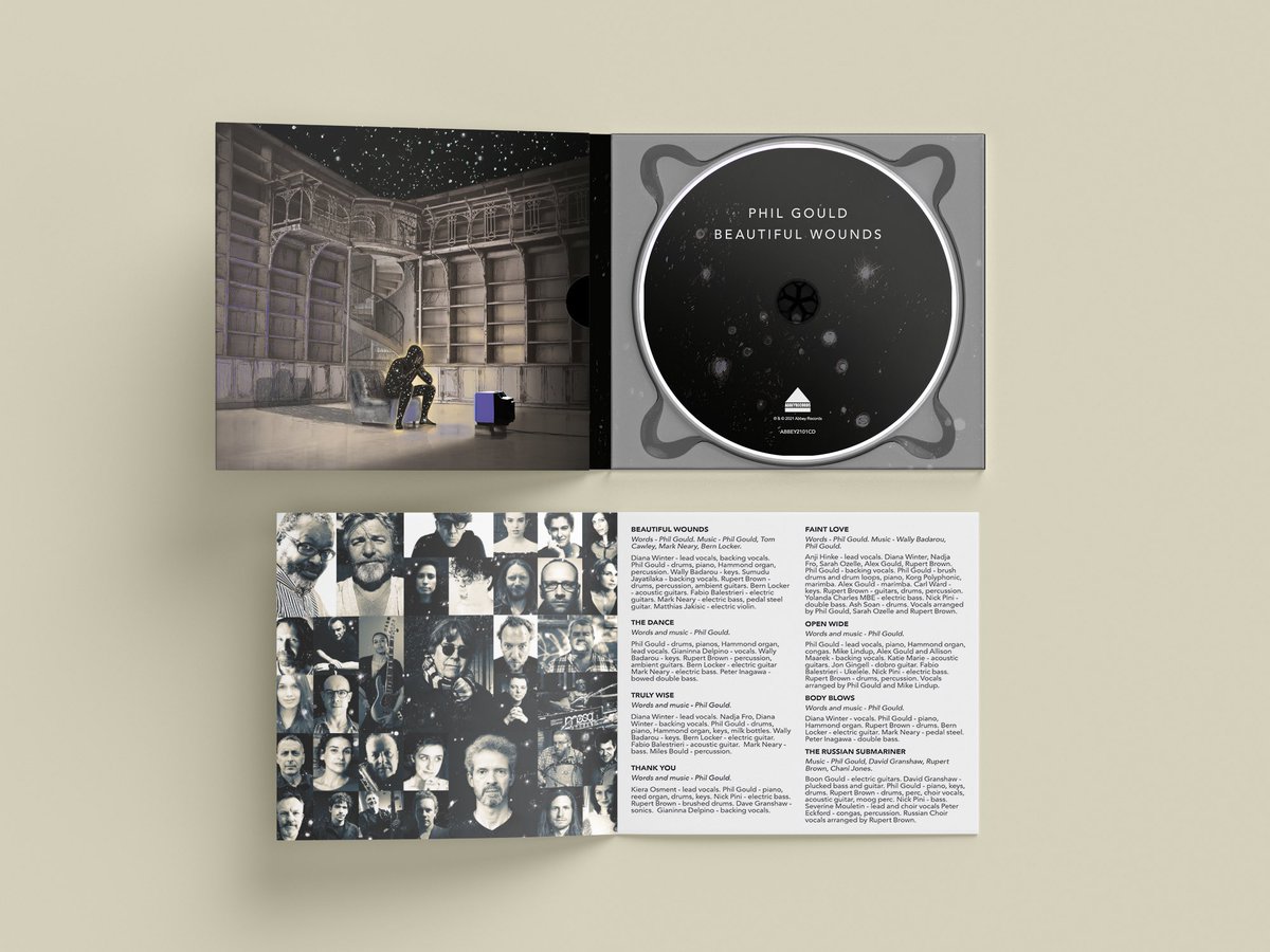 ‘Beautiful Wounds’, the album available now for pre-order on CD &amp; vinyl on <a href="/AbbeyRecords/">Abbey Records</a> Music by me with a LOT of help from my friends. Artwork &amp; design by Gianinna Delpino &amp; Paul Waller! #newmusic #beautifulwounds (@stratosbleu). abbey-records.com/product/phil-g…