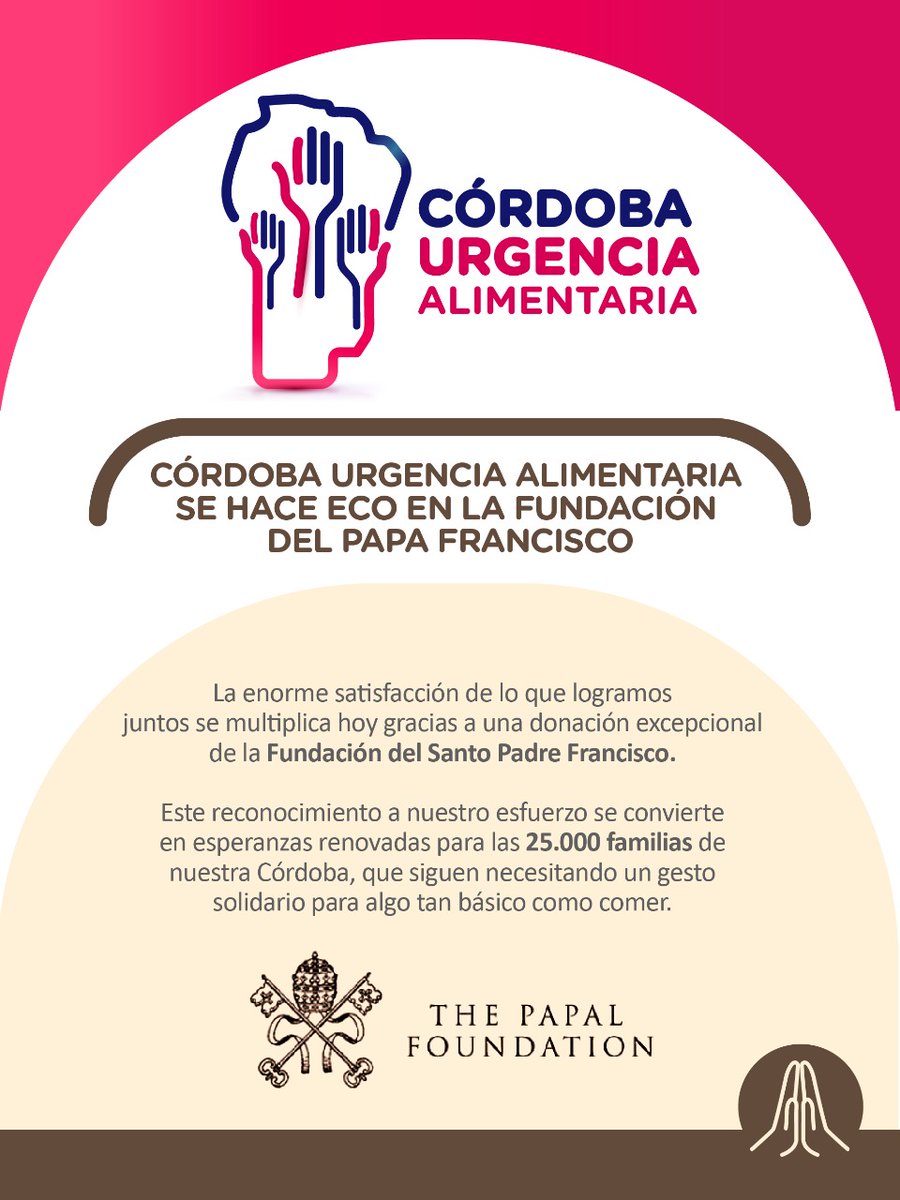 pastsocialcba's tweet photo. Cordoba Urgencia Alimentaria se hace eco en la Fundación del Papa Francisco y seguirá ayudando a familias necesitadas. https://t.co/JmGl6SuhqX