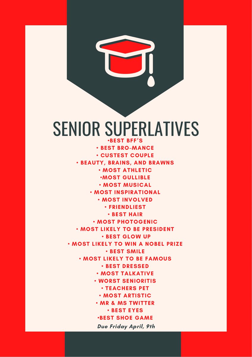 Nominate for Senior Superlatives by April 9th! @MacArthur2021 

docs.google.com/forms/d/e/1FAI…